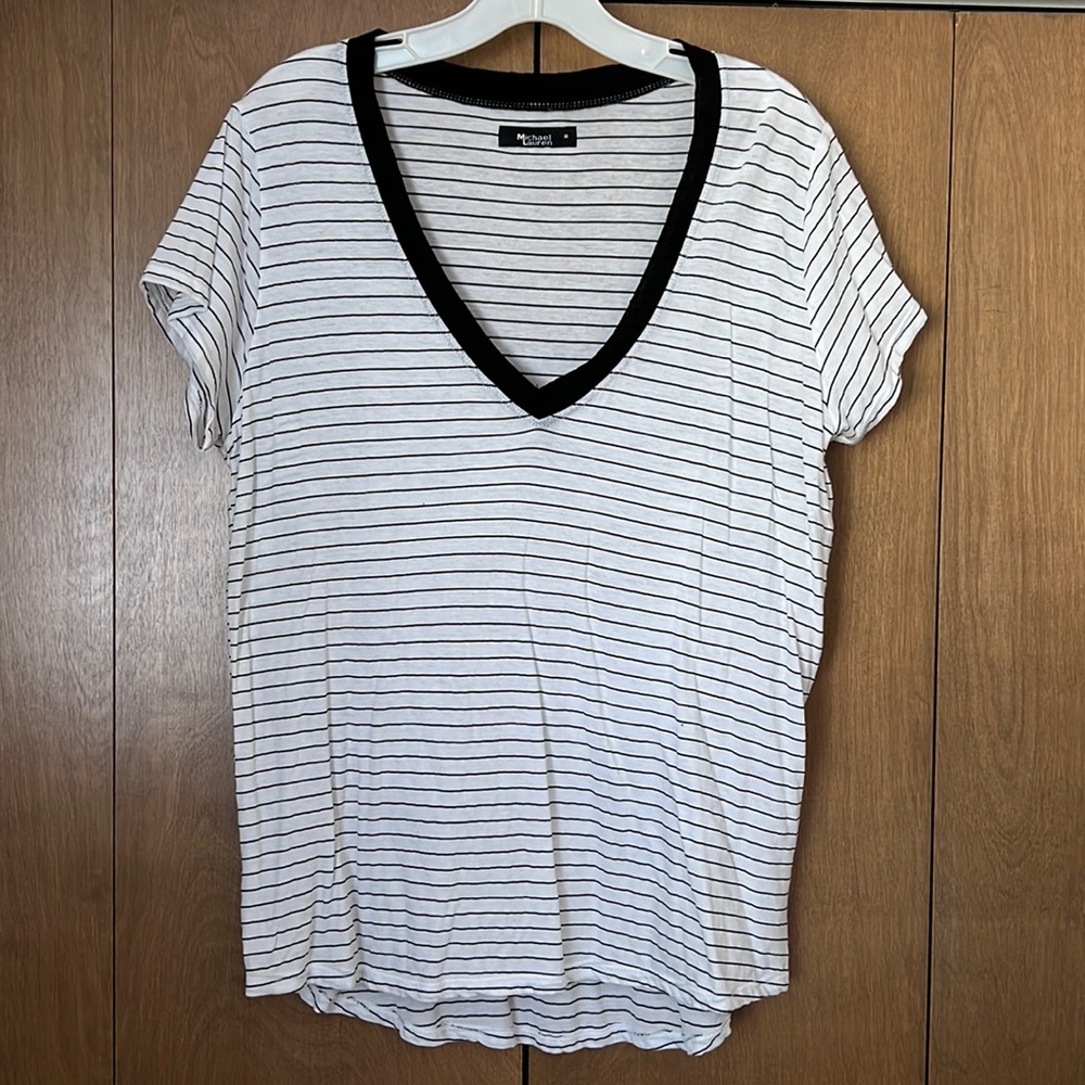 Michael Lauren Striped V-neck T-shirt